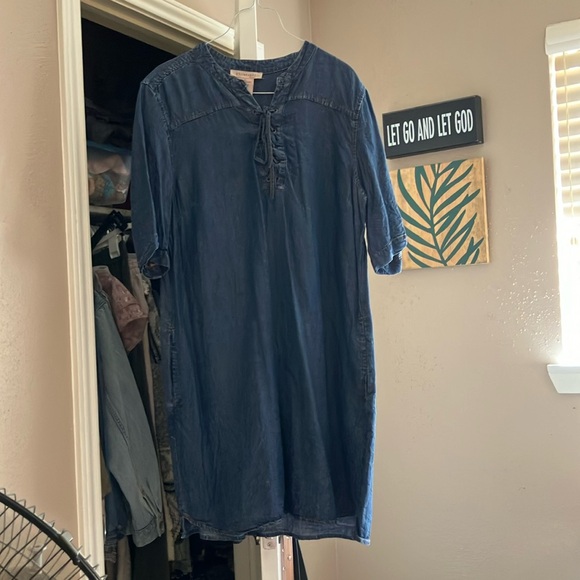 Philosophy Short Sleeved Dark Wash Chambray Denim Dress, XL - Picture 5 of 5